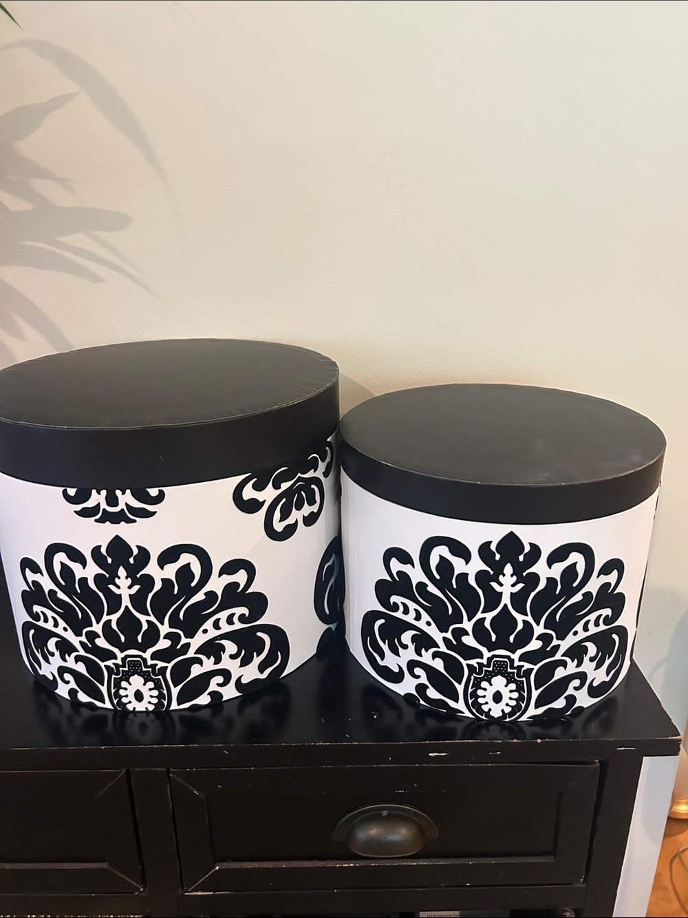 Black & White Damask Decorative Storage Boxes - Set of 2 - Picture 2 of 11